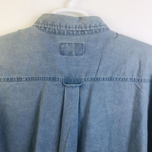 Trail Designs Travel Shirt Men's XL Blue Short Sleeves Outdoors Denim Cotton - Picture 6 of 9